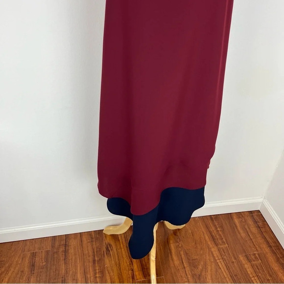 Tuckernuck Hunter Bell Burgundy Navy Layer Midi Shift Dress Size 4 - Picture 7 of 11